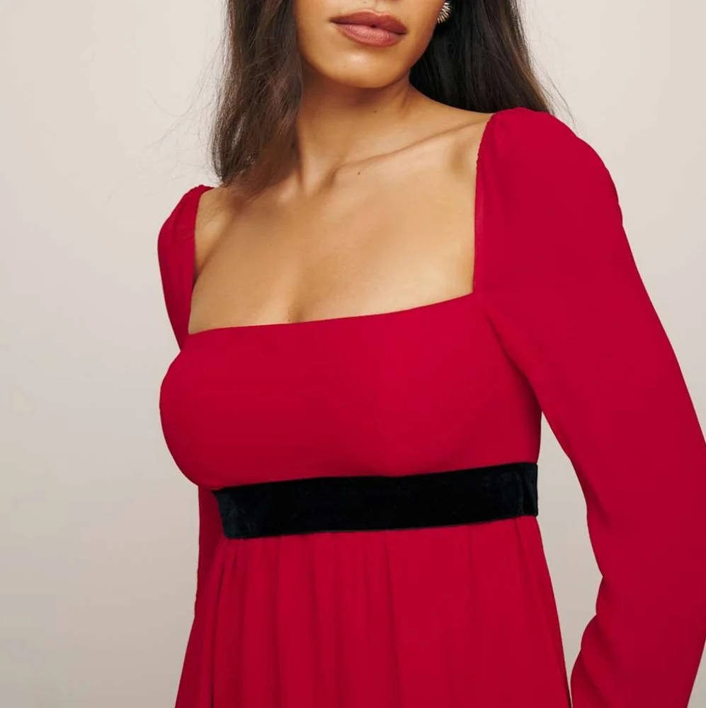 REFORMATION Silves Mini Long Sleeve Babydoll Winter Formal Dress Size 10 - Picture 2 of 8